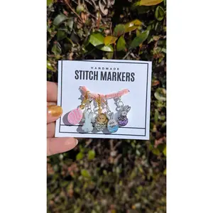 Easter Friends Stitch Markers Handmade Epoxy Resin with Zinc Alloy Clasp Set of 5 Durable Spring Themed Progress Keepers for Crochet & Knitting