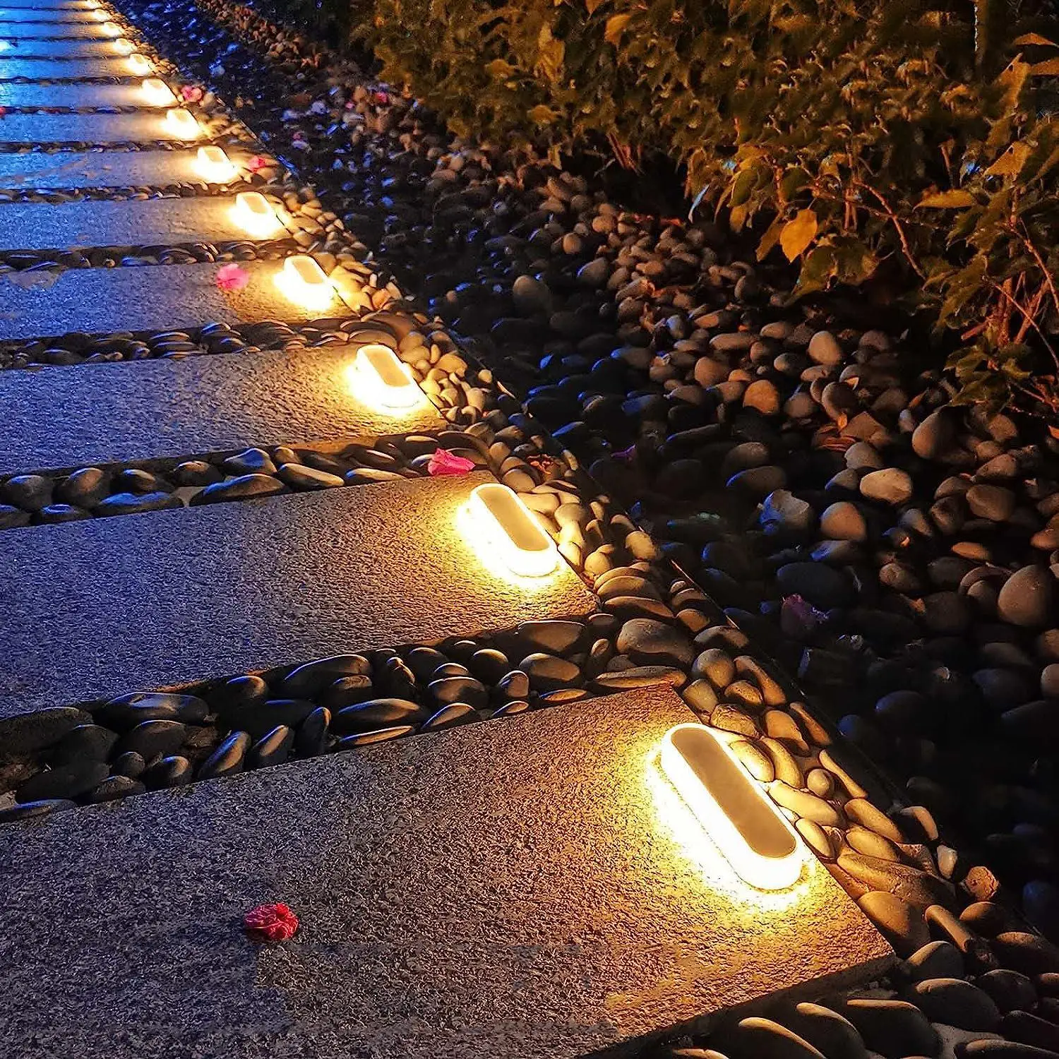 4 Pack Solar Powered Deck Light, Waterproof IP68 LED Path Light, Outdoor Solar Step Light, Solar Powered Light Bar for Stairs Driveway Walkway Pathway