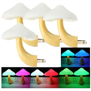 4 Pack Plug in Night Light Sensor Light, Color Changing Mushroom Light LED Nightlights for Kids, Adults, Bedroom, Bathroom,Hallway, Stairs, Kitchen