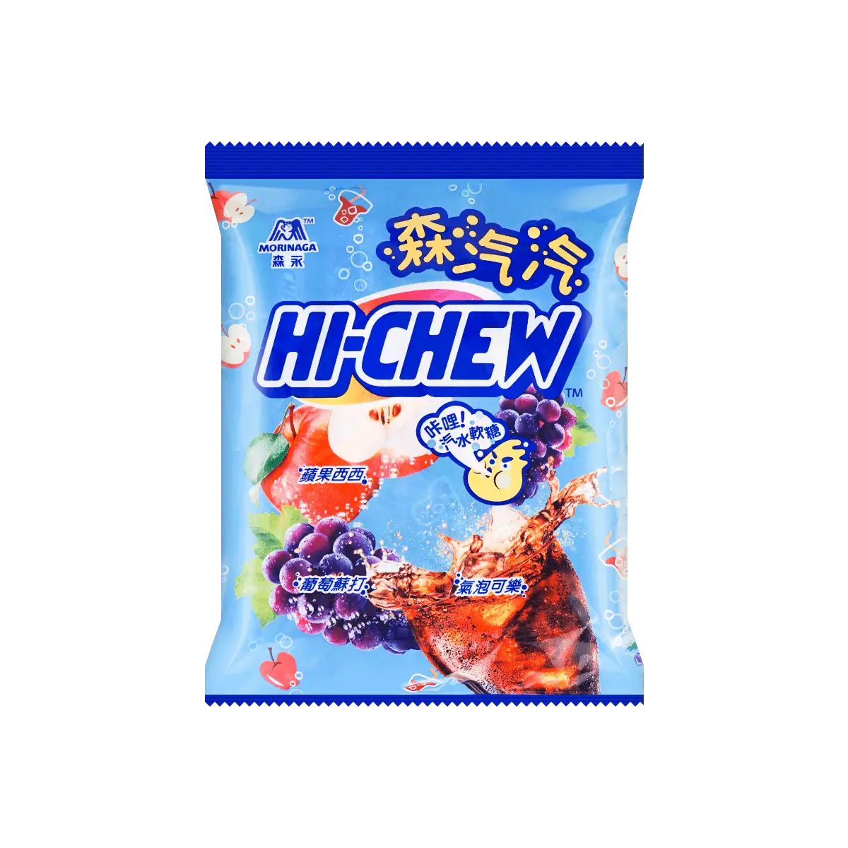 HI-CHEW Japanese Soda Chewy Candy - Cola, Apple Cider, Grape Soda Flavors - 90g Bag