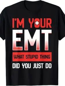 Men's EMT T-Shirt Retro EMS Badge Design with EMT