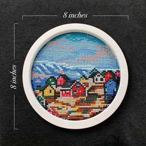 Switzerland Diamond Art Kit, Landscape Diamond Art Kit, Home Decor, 5D Diamond Painting, Wall Decor, DIY Diamond Art, Diamond Art with Frame, Round Frame, Handmade Craft, Best Gift, Birthday Gift, Wall Art for Home Living Room Bedroom