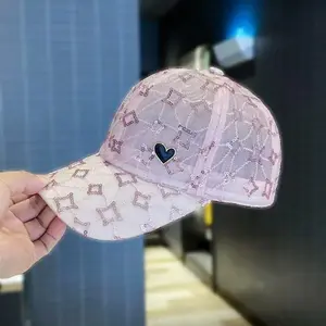 Women's Mesh Baseball Cap - Korean Style Sequin Love Design, Breathable Sun Protection, Trendy Hollow Beanie Hat for Outdoor Sports & Daily Wear, Unisex Hats for Women