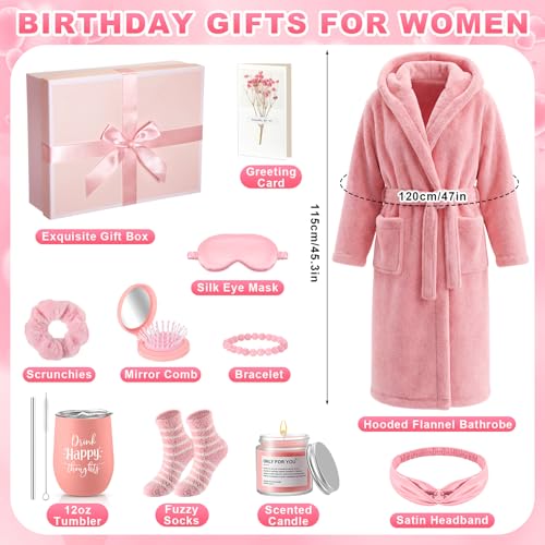 Mother's Day Gifts 11 Pcs Spa Gift Basket Self Care Set with Hooded Bathrobe Relaxing Bath Gift Set Pampering Spa Gifts for Mom Wife Grandma, Birthday Get Well Soon Thinking of You Stress Relief Care Package