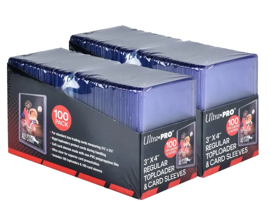 Ultra pro 200ct Top loaders 35pt 3 "X 4", baseball card protective case hard plastic, used with trading card sports card holder, suitable for collection, football, basketball, and TGG(200 Toploads + 200 Sleeves)