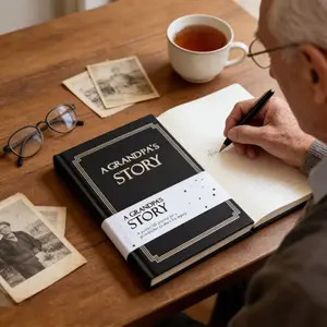 Grandpa's Life Story Diary Hardcover Edition, Meaningful Memorial Gift, 250 Guiding Questions, Perfect for Father's Day, Grandparents' Day, Birthday, Christmas