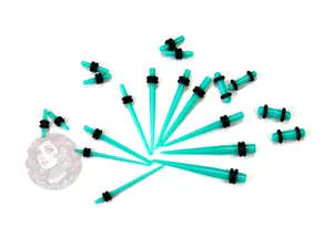 Stretching Taper Kit Includes Acrylic Teal Plugs and Tapers – Sizes 14G to 00G