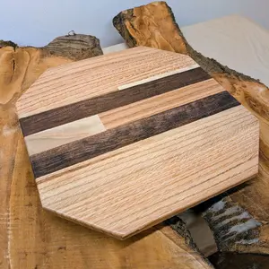 Octagonal Handcrafted Wood Lazy Suzanne White Oak Black Walnut Holly Chestnut 2.25"x18"x18 Unique Design Functional Art