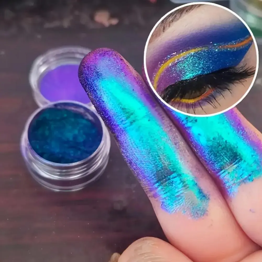 Chameleon Glitter Multi Chromatic Eyeshadow Powder, High Pigment Iridescent Gradient Shine Eyeshadow Powder, Perfect Gift for Her, Makeup, Blue, Cosmetic, Glitter Shimmer Eyeshadow, Multi Chrome Eyeshadow, Glitter Eyeshadows