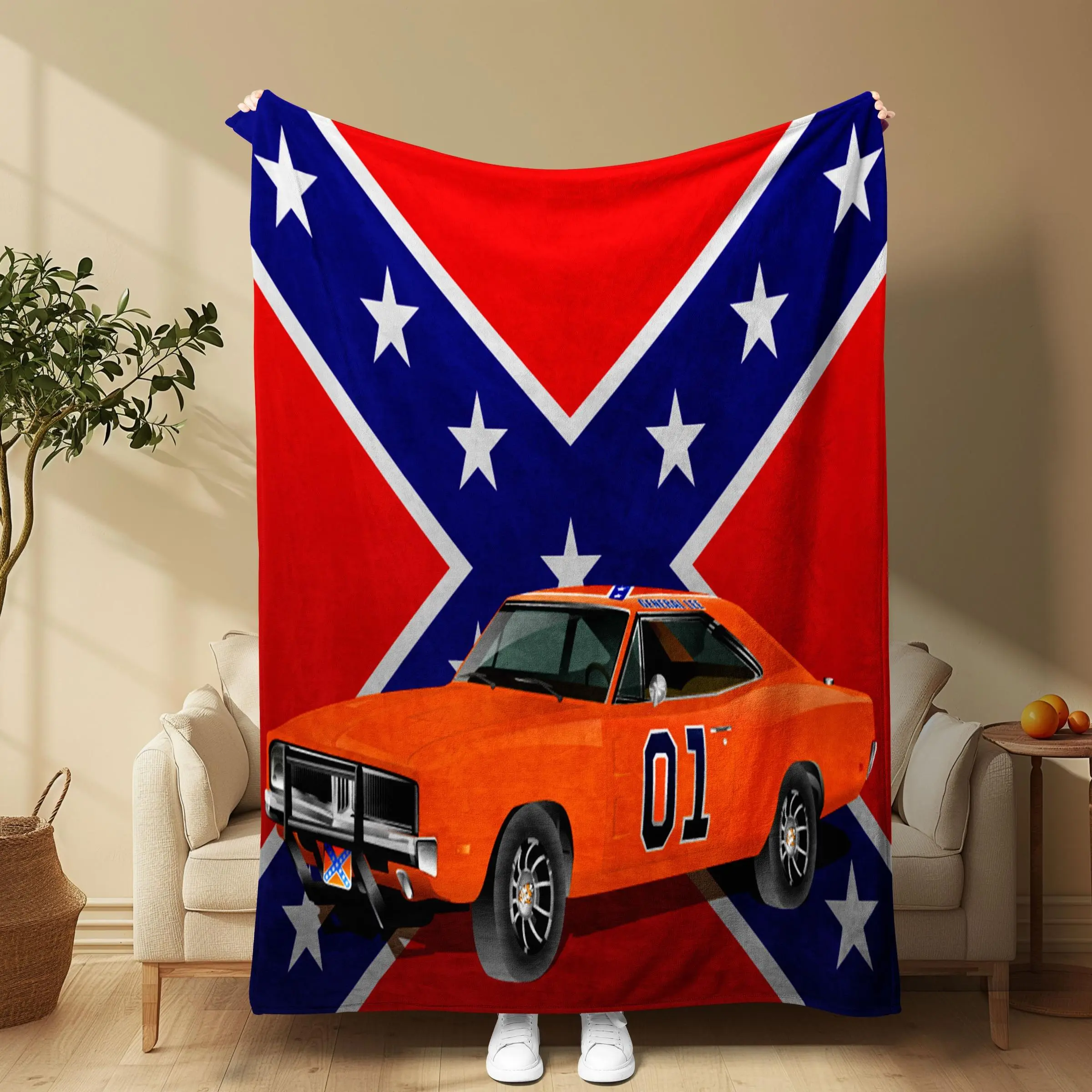 Car Pattern Blanket, 1 Count Soft Cozy Throw Blanket, Air-conditioned Room Blanket, Warm Nap Blanket for Home Office Travel Camping, All Season Blanket
