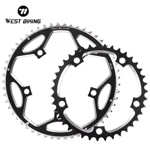 WEST BIKING 130BCD Chainwheel Double Disc Road Folding Bike Aluminum 53T/39T Crankset Vehicle Brake for Bicycle