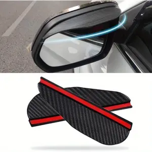 2pcs Car Rearview Mirror Rain Deflector, Carbon Fiber Side Mirror Rain Eyebrow Guard, Universal Car Truck Suv Exterior Accessories, Vehicle Automotive