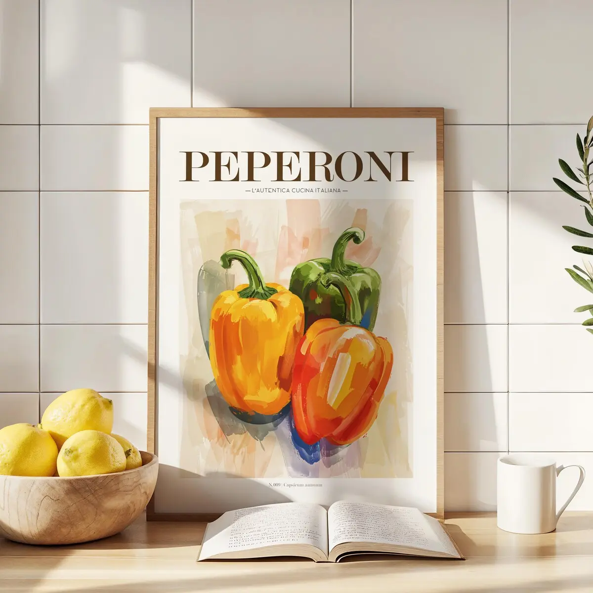 Bell Peppers Print, Peperoni Poster, The Italian Kitchen Collection, Peperoni Painting Illustration, Unframed