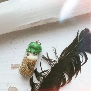 Money Drawing Spell Jar Necklace, Prosperity Car Charm, Abundance Spell Jar, Money Spell Jar, Sea Witch Sea Shell Prosperity Working