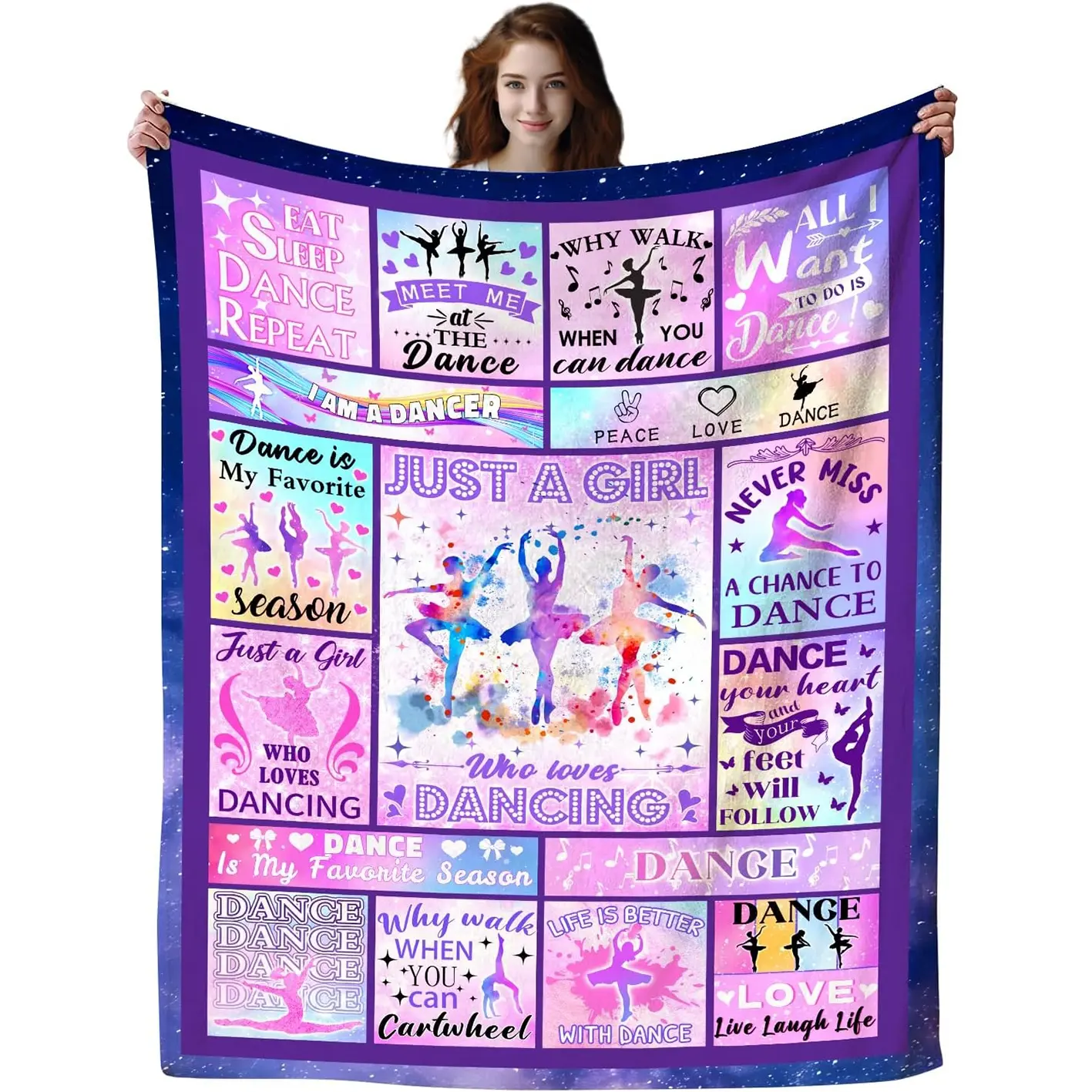 1pc Dance blanket, dance concert, ballerina blanket, dancer gift blanket, flannel throw blanket for girls, ladies, teenagers, adults