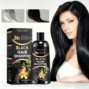 100ml black/brown/chestnut brown hair mask hair dye shampoo with ginseng herb plant extract 3-in-1 formula, gentle and non irritating to the scalp, long-lasting color locking, nourishing and repairing dry hair