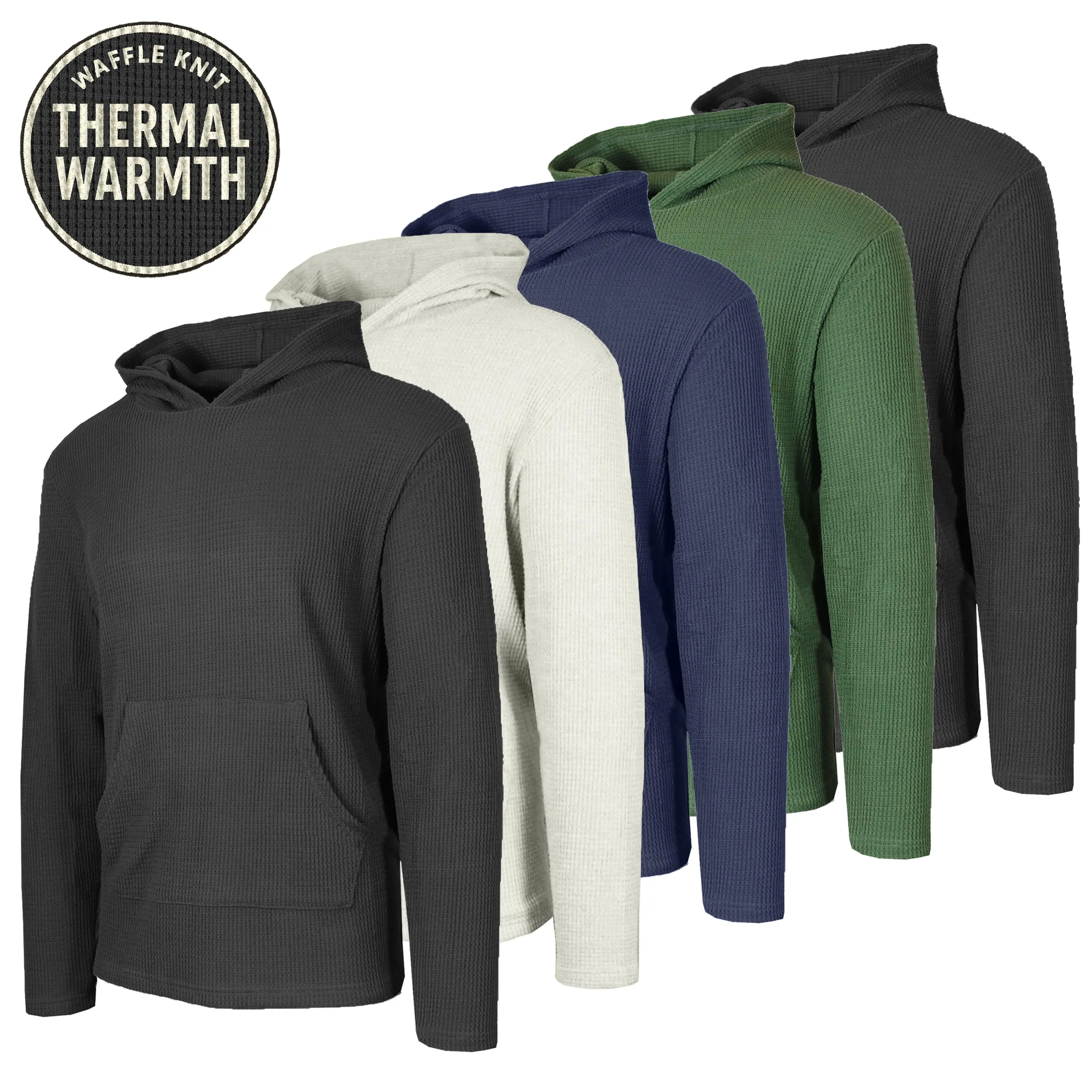 Men's Multi Pack Waffle Knit Pullover Hoodie (S-3XL) Men's Multi Pack Waffle Knit Pullover Hoodie (S-3XL)