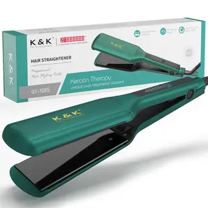 K&K Hair Straightener for Thick Hair, Extra Wide Flat Iron with Adjustable Temperature(248-450℉) Ceramic Coated Floating Panel, 30s Fast Heating, Dual Voltage, for Thick Curly Hair Titanium Comfort