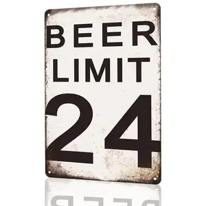 Beer Limit 24 Funny Man Cave Aluminum Metal Sign - 8x12 Inch Retro Beer Lover Wall Decor for Bar, Garage, Man Cave & Home Bar - Humorous Gift for Beer Lovers, Guys & Bar Decor Enthusiasts