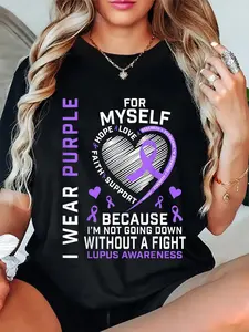 100% Cotton cotton I Wear Purple For Myself Lupus Awareness Warriors Fighters T-Shirt casual Fashion graphic tees women