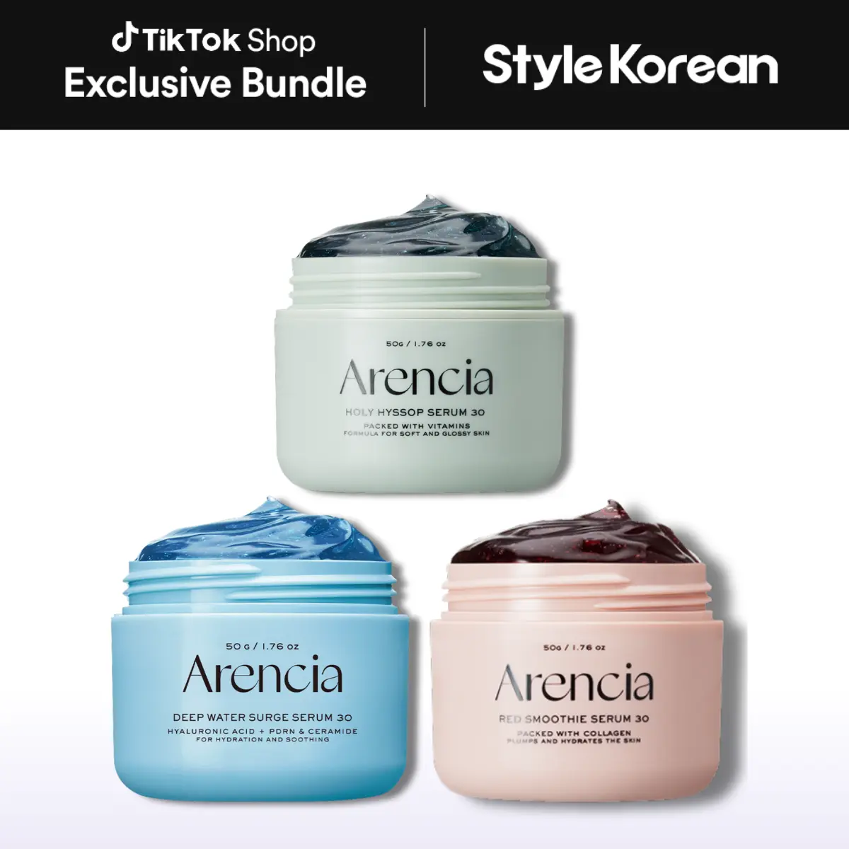 [Arencia] Best Serum Trio - Deep Water Surge Serum 30 50g, Red Smoothie Serum 30 50g, Holy Hyssop Serum 30 50g