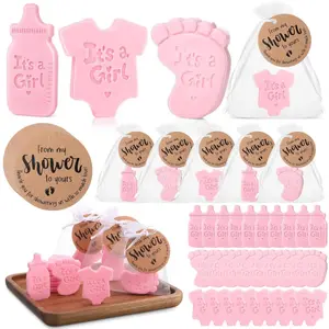 50 Set Shower Soap Favors for Guests 3 Styles Boy Girl Handmade Scented Soaps with Thank You Tags and Organza Bags for Gender Reveal Party Favors (It's A Girl,Pink)