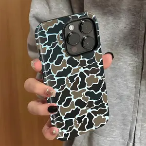 Camo Pattern Phone Case, Shockproof Rugged Cover Dual Layer Soft TPU Hard PC Bumper Hard Shell Design for iPhone 11 12 13 14 15 16 17 Pro Max Plus Air