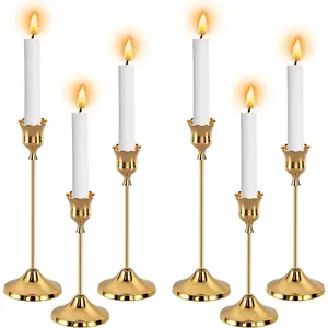 6pcs Gold Decorative Taper & Pillar Candle Holders for Halloween Christmas Table Centerpiece Decorations