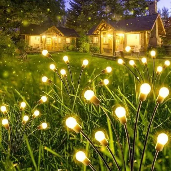 1-Pack Solar Garden Lights - 12 LED Waterproof Wind-Swaying Firefly Lights, Warm White/Multicolor Outdoor Decor for Yd Pathway Landscape (Home Improvement Outdoor Lighting)