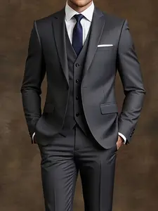 Elegant Men'S 3pcs Suit - Slim Fit Tuxedo Set for Weddings & Formal Occasions, Suit & Pants, Perfect for Office Meetings and Elegant Events, Formal Attire|Slim Fit Suit|Durable Wedding Wear