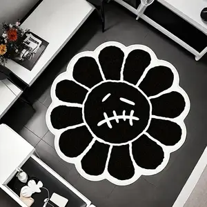 Unique Creative Decorative Fluffy Cartoon Pattern Modern Indoor Rug for Living Room Bedroom, Soft Non-Slip Washable Plush Rug, Comfortable Bathroom Mat