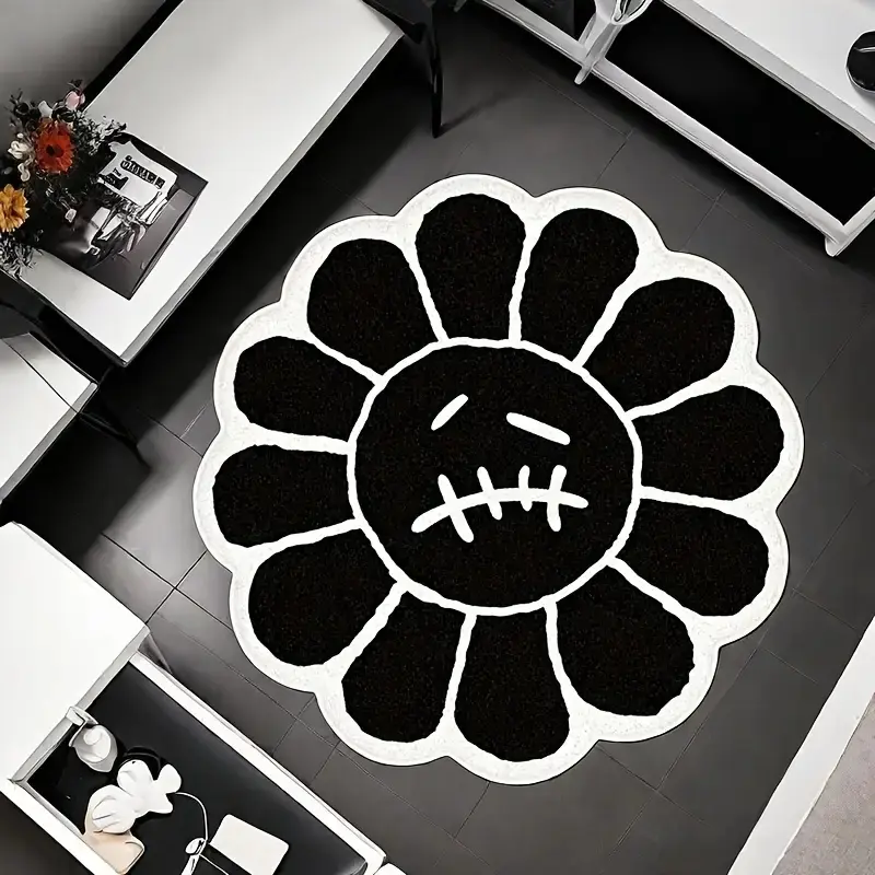 Unique Creative Decorative Fluffy Cartoon Pattern Modern Indoor Rug for Living Room Bedroom, Soft Non-Slip Washable Plush Rug, Comfortable Bathroom Mat, Fluffy Area Rug, Cozy Area Rug, Boho Washable Rugs