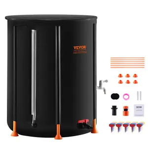 VEVOR Collapsible Rain Barrel, 53 Gallon/201 L Portable Rain Water Collection Barrel, PVC Rainwater Collection System with Spigots and Overflow Kit, Water Barrel  for Garden Water Catcher Waterproof Household