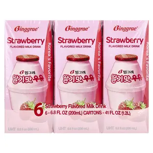 Binggrae Flavored Milk Drink, Strawberry, 6 Cartons, 6.8 fl oz (200 ml) Each