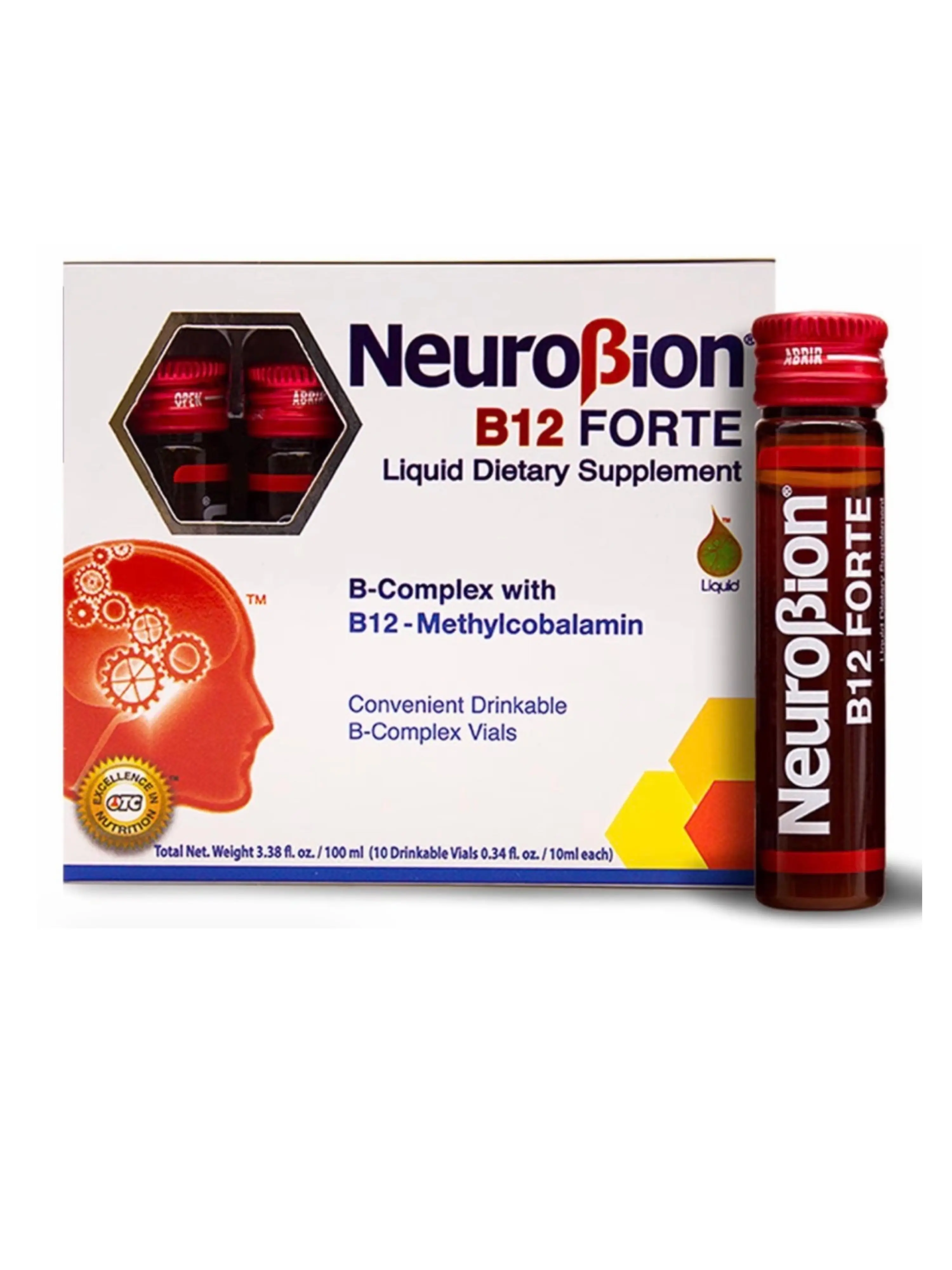 Neurob B12 FORTE - 10 Ampoyetas Bebibles - Liquid Dietary Supplement - 10 Vials