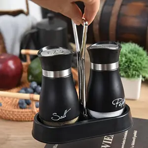 Glass Salt and Pepper Shaker Set, 2 Counts/set Seasoning Bottle, Seasoning Utensils for Kitchen, Picnic, Bbq, Salt Pepper Shakers, Kitchen Gadgets