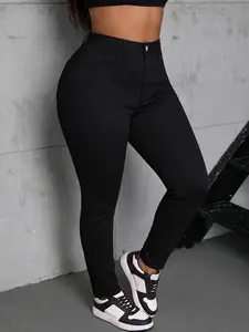 Women's Plus Size Denim Jeans, Tight-Fit Long Pants, Elegant Casual Style, Comfortable Stretch Fabric, All-Season Wear