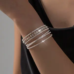 A Korean-Style European & American Lady's Bracelet - Chic Bride Rhinestone Stretchy Diamond-Embedded Fashion Bracelet