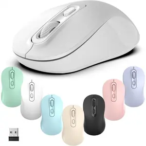 Wireless Mouse, 2026 New Model, Silent Click Ergonomic Design, Portable, 4 Buttons, Adjustable DPI (800/1200/1600), for Laptop/PC/Office (White)