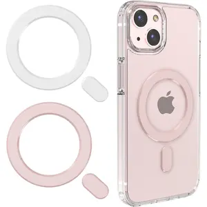 Universal MagSafe Ring, 2 count  Sticker  Adapter Ring Compatible with Magsafe Accessories &   for  16/15/14/13/12/11 Pro Max Mini, Galaxy S25/S24 (White Pink)