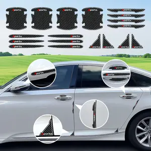 18-Piece Carbon Fiber Car Door Handle Protectors | Anti-Scratch Universal Fit | Kick Panels + Mirror Guards Included | Easy Installation