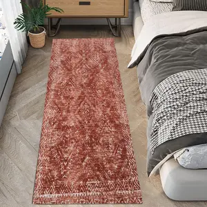 GARVEE Brick Red 4x6ft Modern Indoor Area Rug with Abstract Geometric Design, Machine-Washable, Thin and Foldable for Easy Storage, Plush Softness, Anti-Wrinkle Fabric, Ideal for Living Room or Bedroom