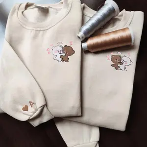 Cute Bear Couple Custom Embroidered Sweatshirts For Partners