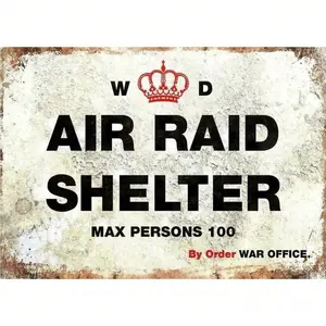Vintage Aluminum Wall Art WW2 Air Shelter Historical Defense Plaque for Pub Bar Man Cave Shed Retro Home Decor