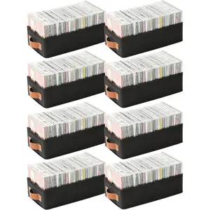 8 Pack CD Storage Boxes CD Case Holder Holds Up to 160 Full Jewel Cases, Foldable Storage Cabinets with Handle, Black