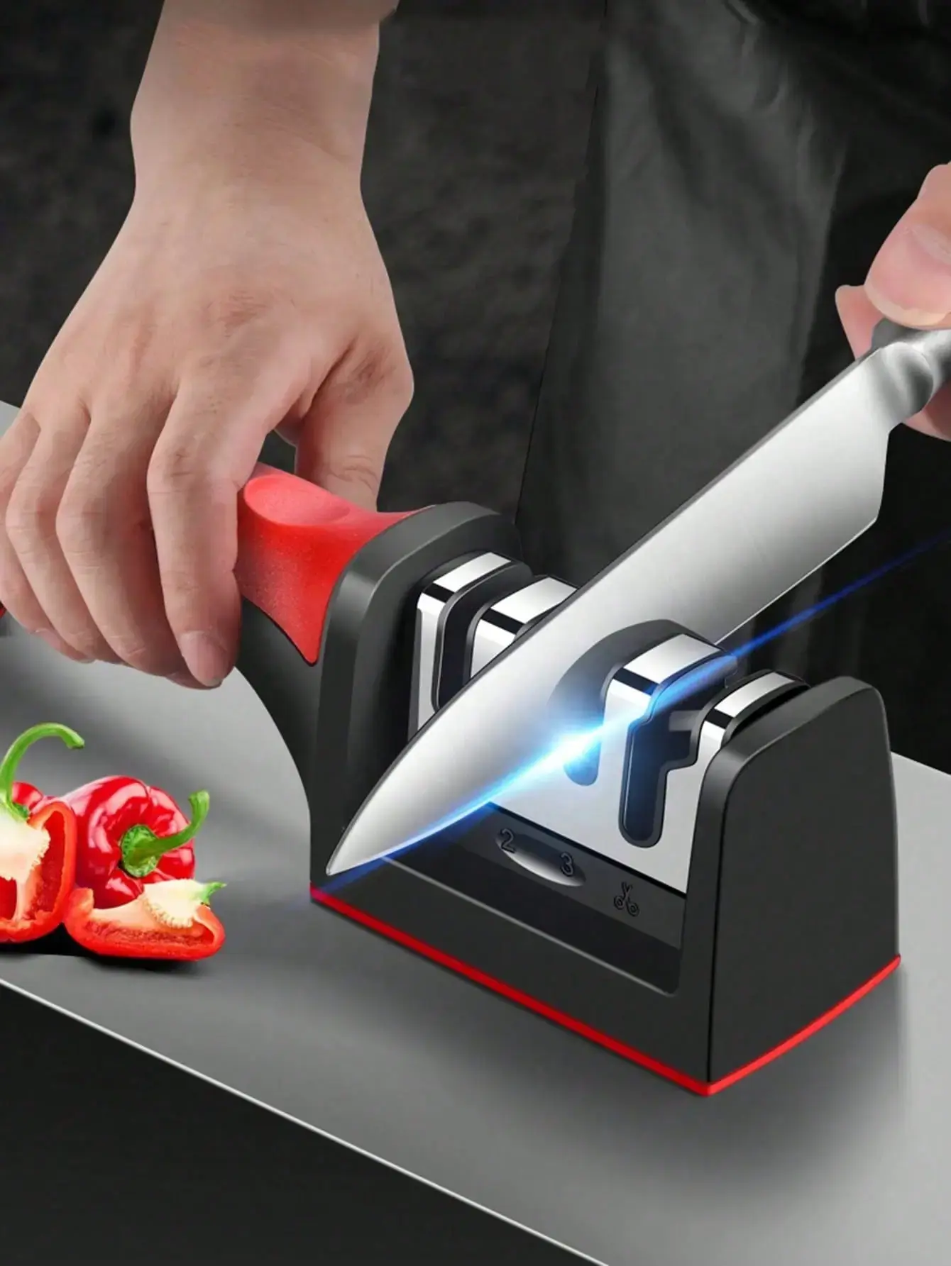 3-stage Professional Sharpening Tool | High Precision Sharpening Stone, Diamond and Ceramic Sharpening Stone with Anti Slip Handle | Easy To Use, Fast Sharpening, Long-lasting Performance | Suitable for Father's Day|