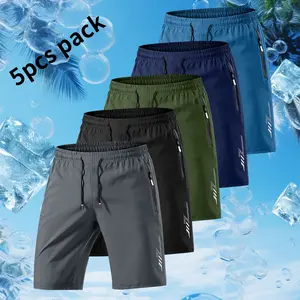 Pack of 5 men’s summer shorts, casual athletic wear, quick-dry breathable shorts suitable for running, fitness, cycling, jogging, and outdoor activities: men’s casual athletic shorts