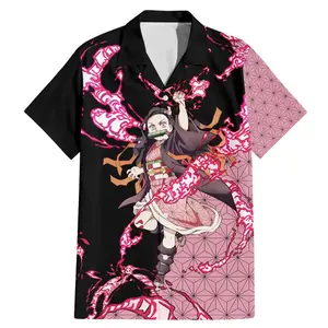 Nezuko Kamado Pink Anime Demon Slayer Hawaiian Shirt, Anime Merch Clothes Unique Gift For Men Women Fans