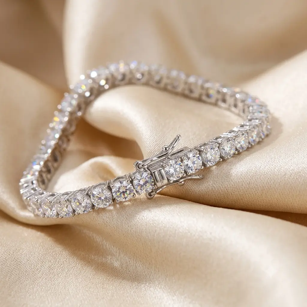 Iced Out Tennis Bracelet For Women 5mm Wide Sparkling Diamond Look Bracelet Luxury Jewelry Gift Anniversary