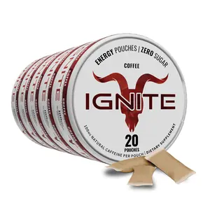 Ignite Energy Caffeine Pouches, Coffee | 5 Packs (100 Total) | 100mg Caffeine per Pouch | 20 Pouches per Pack | Sugar-Free